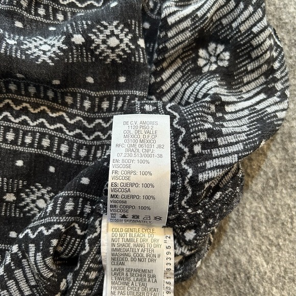 Roxy Mini Dress Women's Small Windy Fly Away Print Black White Ethereal Boho - Picture 10 of 12